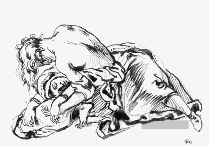 Skizze für Attila romantische Eugene Delacroix Ölgemälde